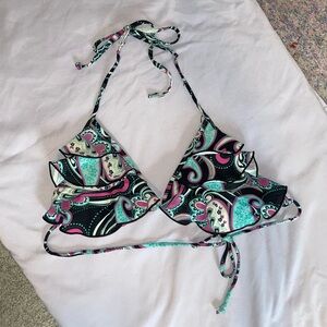 paisley y2k ruffle swim top